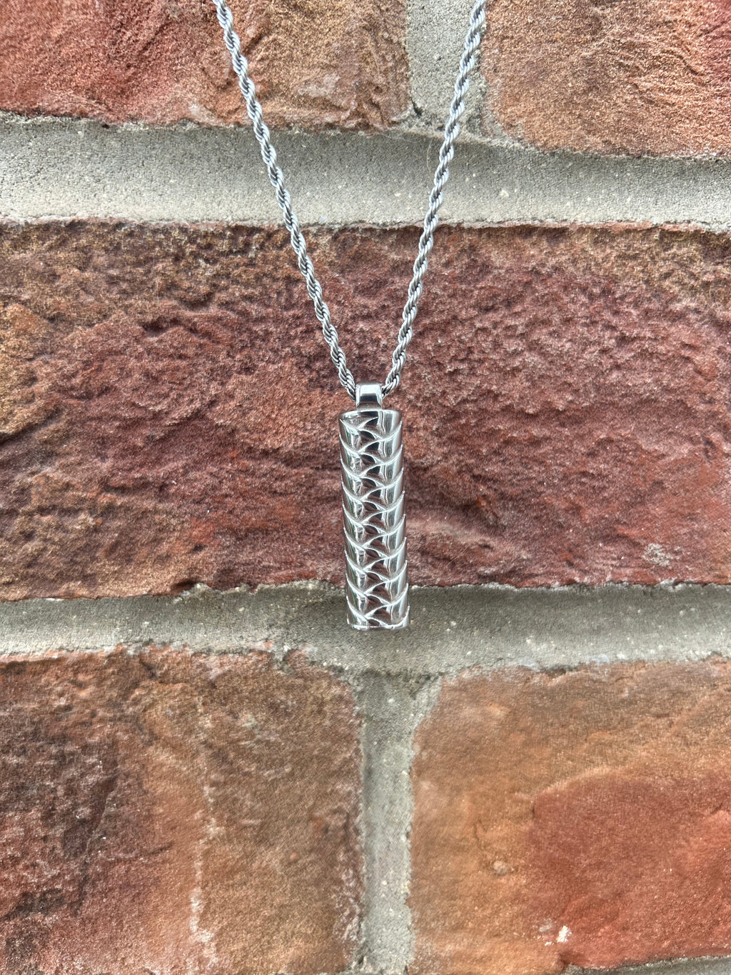 Stainless Steel Welded Weave Pendent With Necklace
