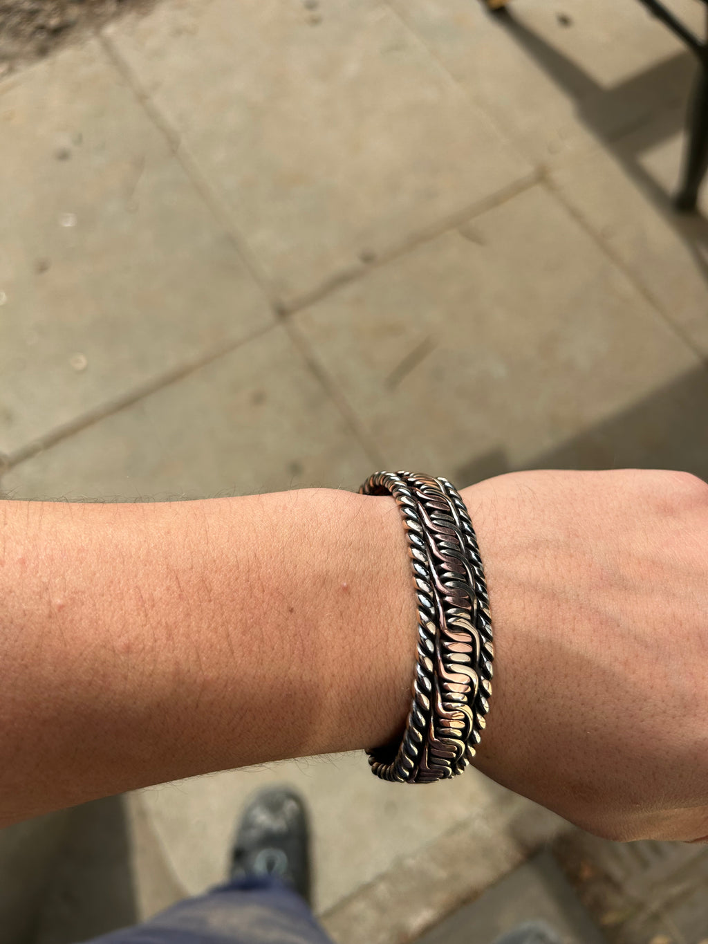 The Kings Cuff: Pure Copper, bronze and stainless steel barbed weave