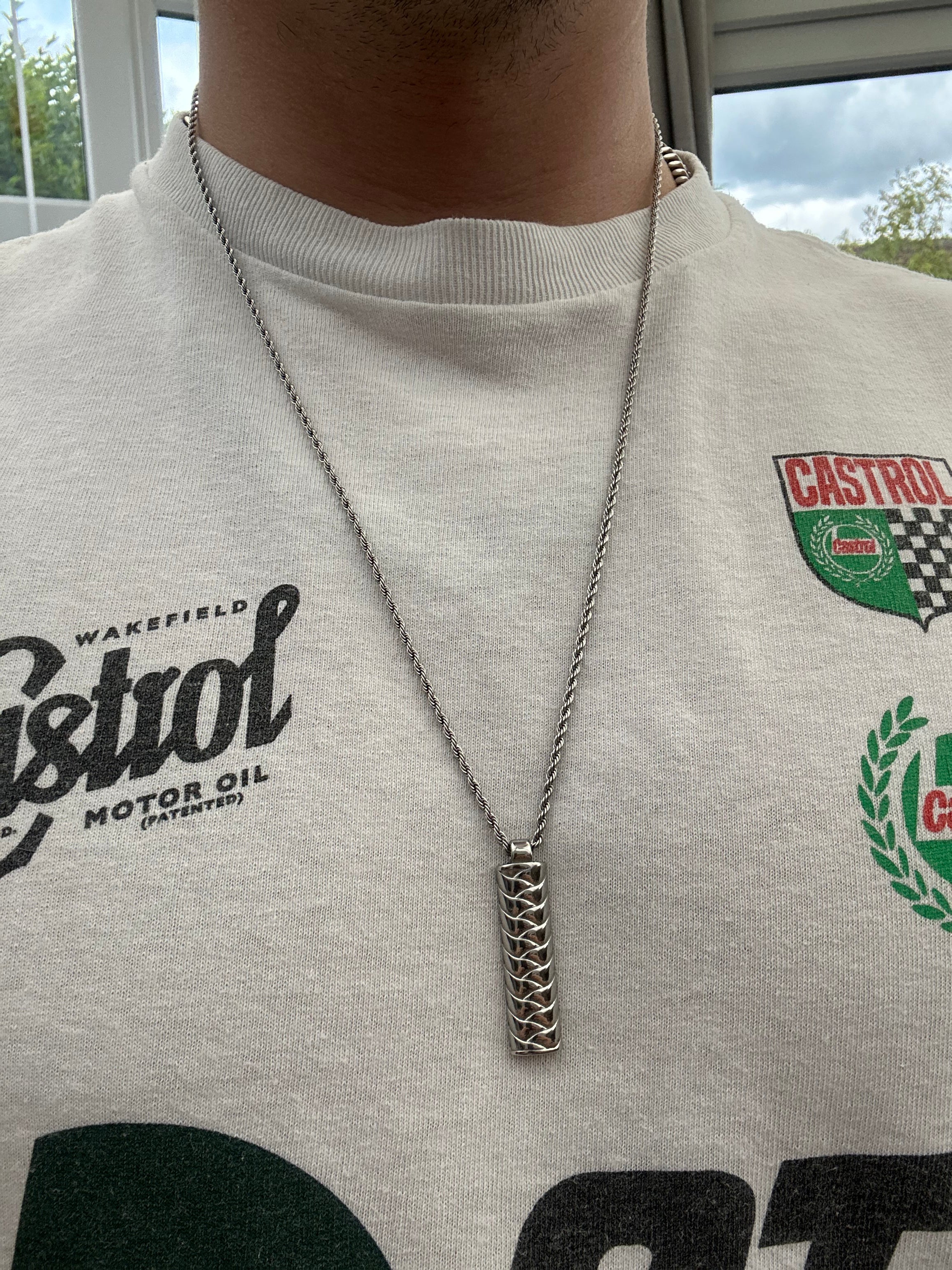 Stainless Steel Welded Weave Pendent With Necklace