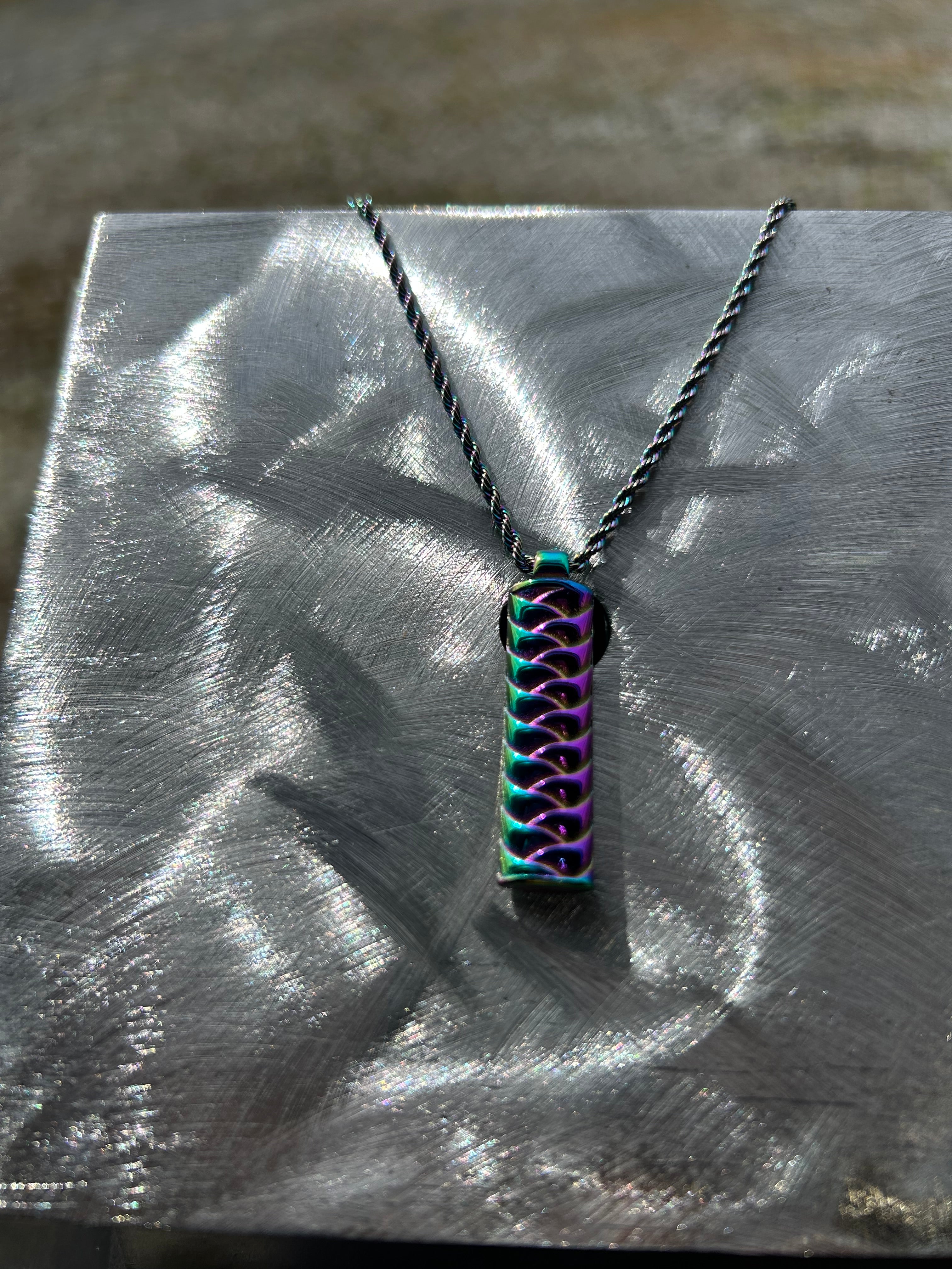 Stainless Steel Welded Weave Pendent With Necklace
