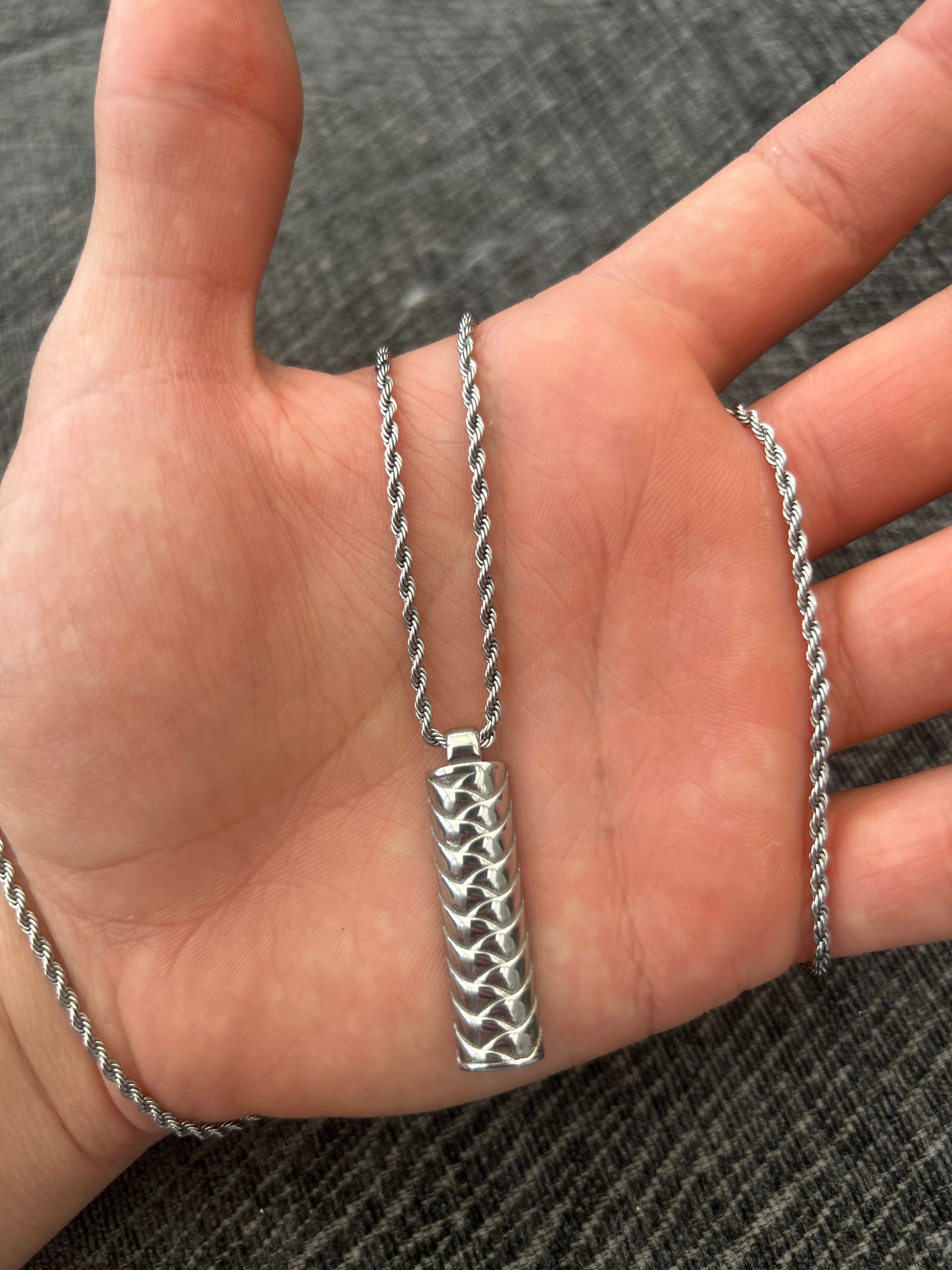 Stainless Steel Welded Weave Pendent With Necklace