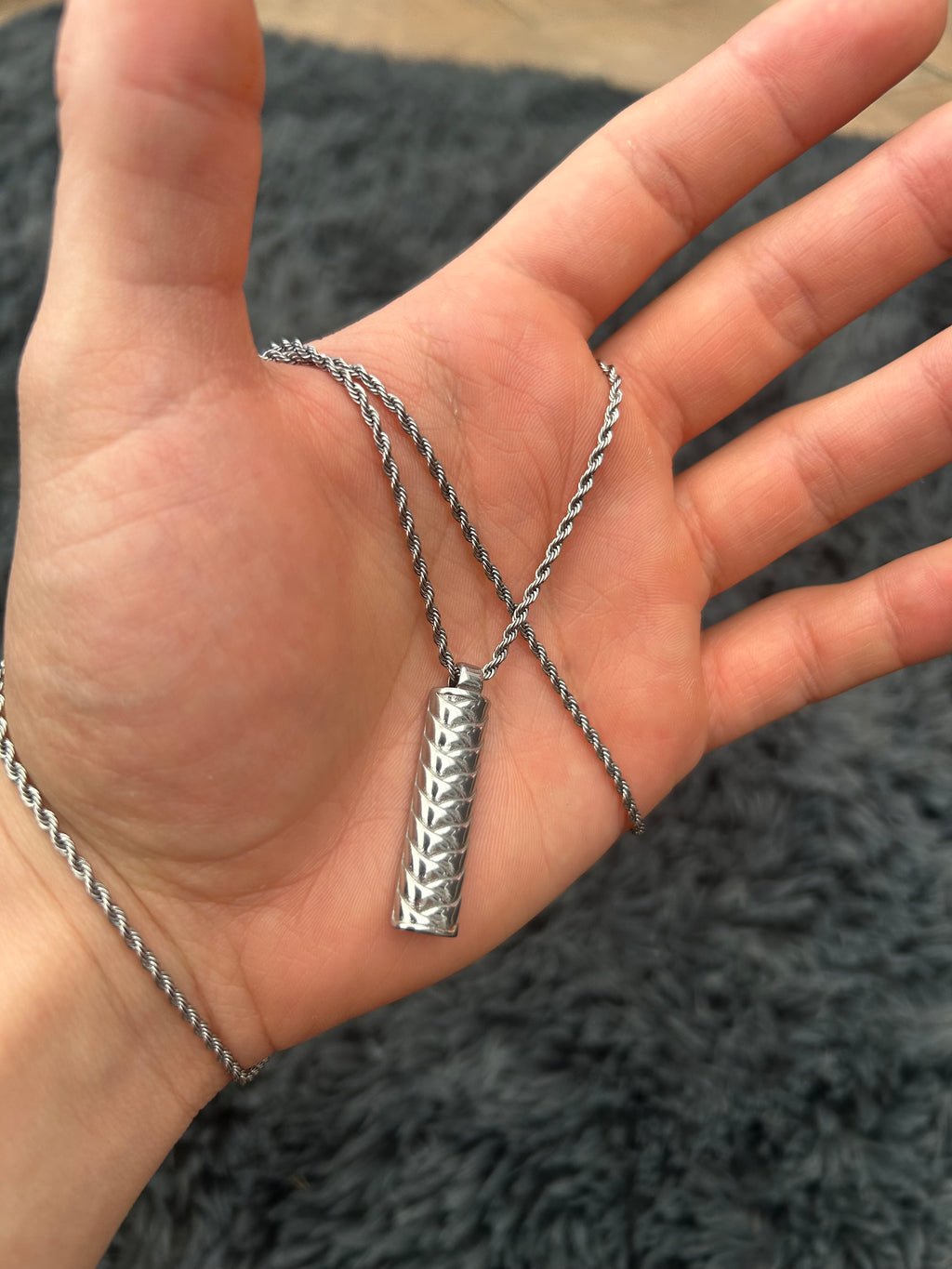 Stainless Steel Welded Weave Pendent With Necklace