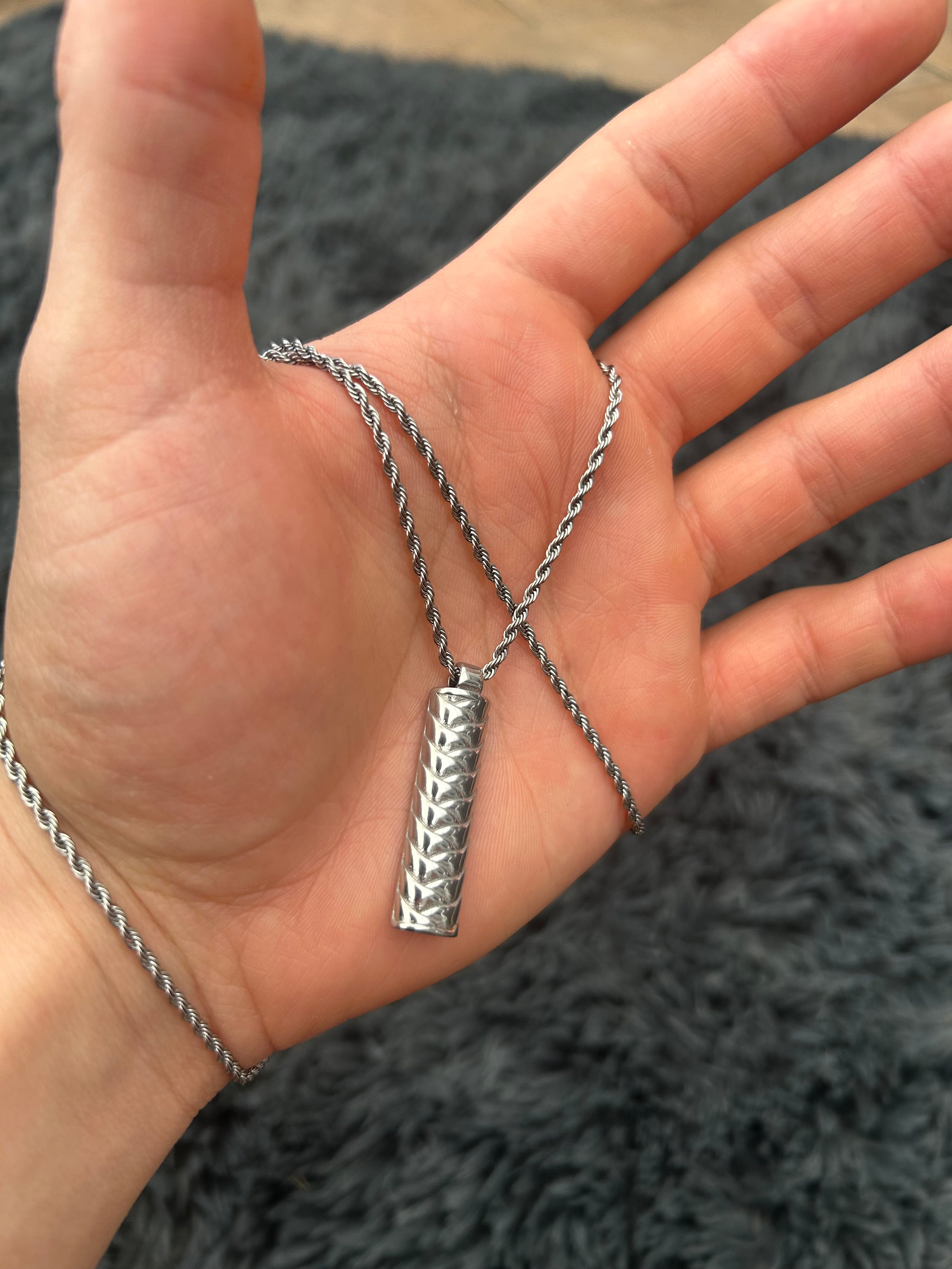 Stainless Steel Welded Weave Pendent With Necklace