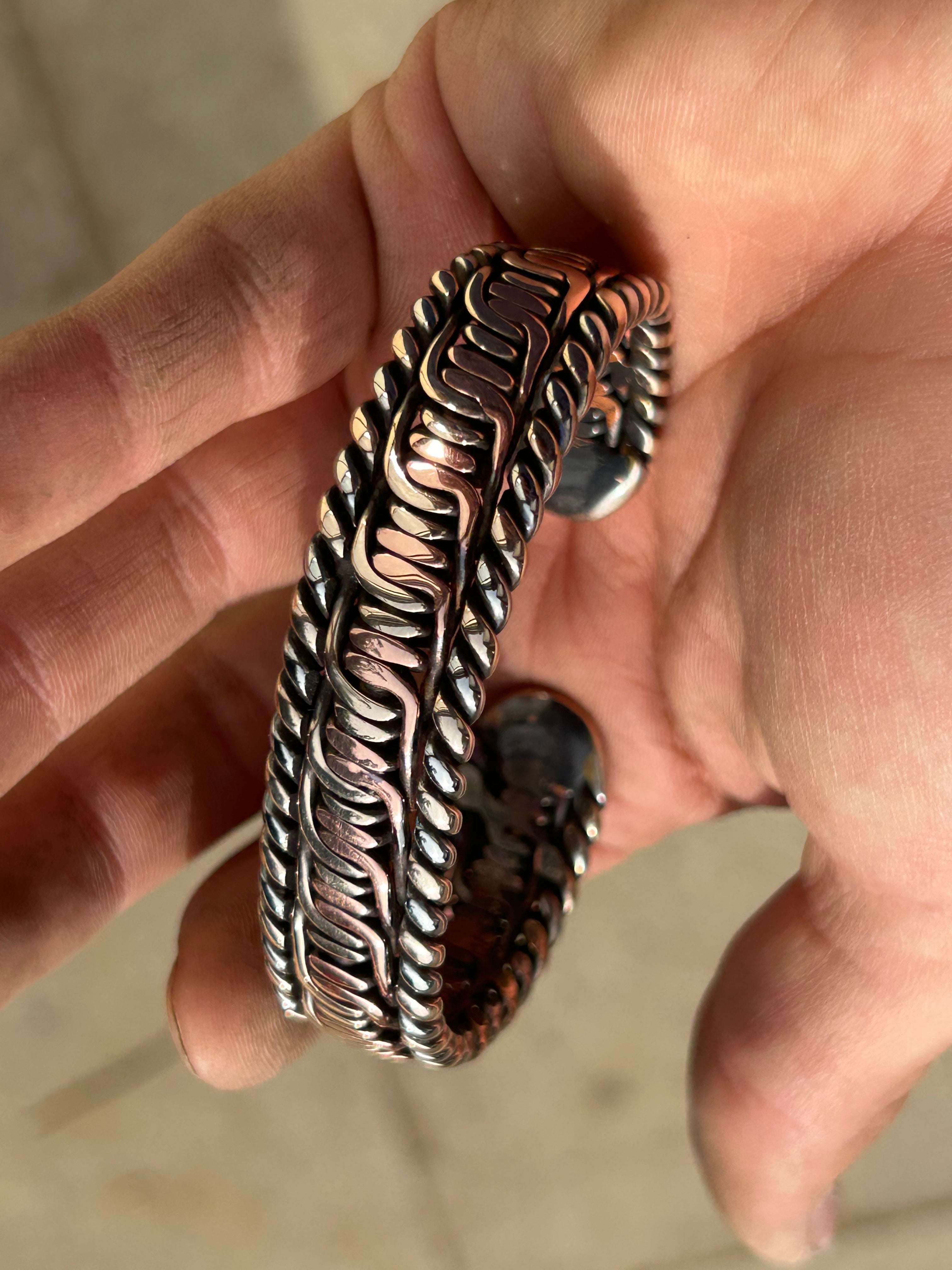 The Kings Cuff: Pure Copper, bronze and stainless steel barbed weave