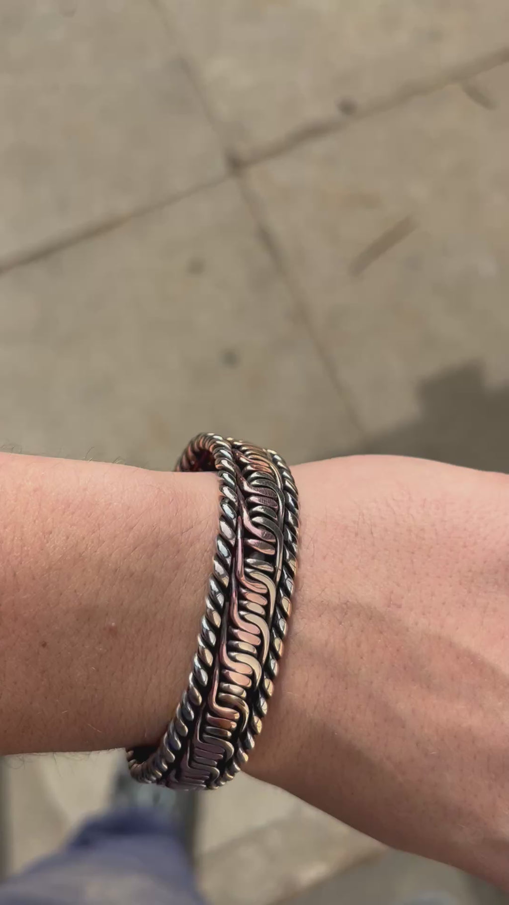 The Kings Cuff: Pure Copper, bronze and stainless steel barbed weave
